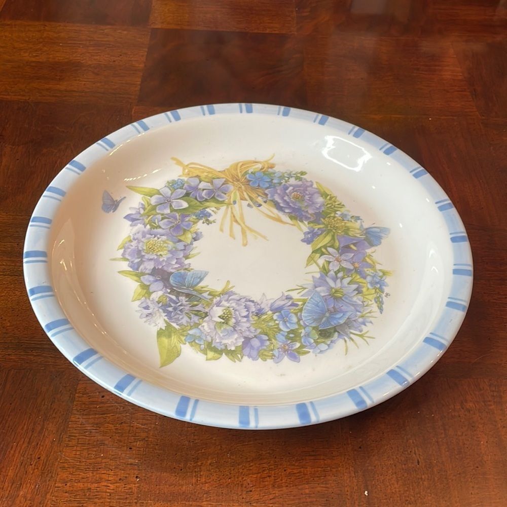 Hallmark Marjolein Bastin Serving Dish Butterfly Nature Floral Blue Skies